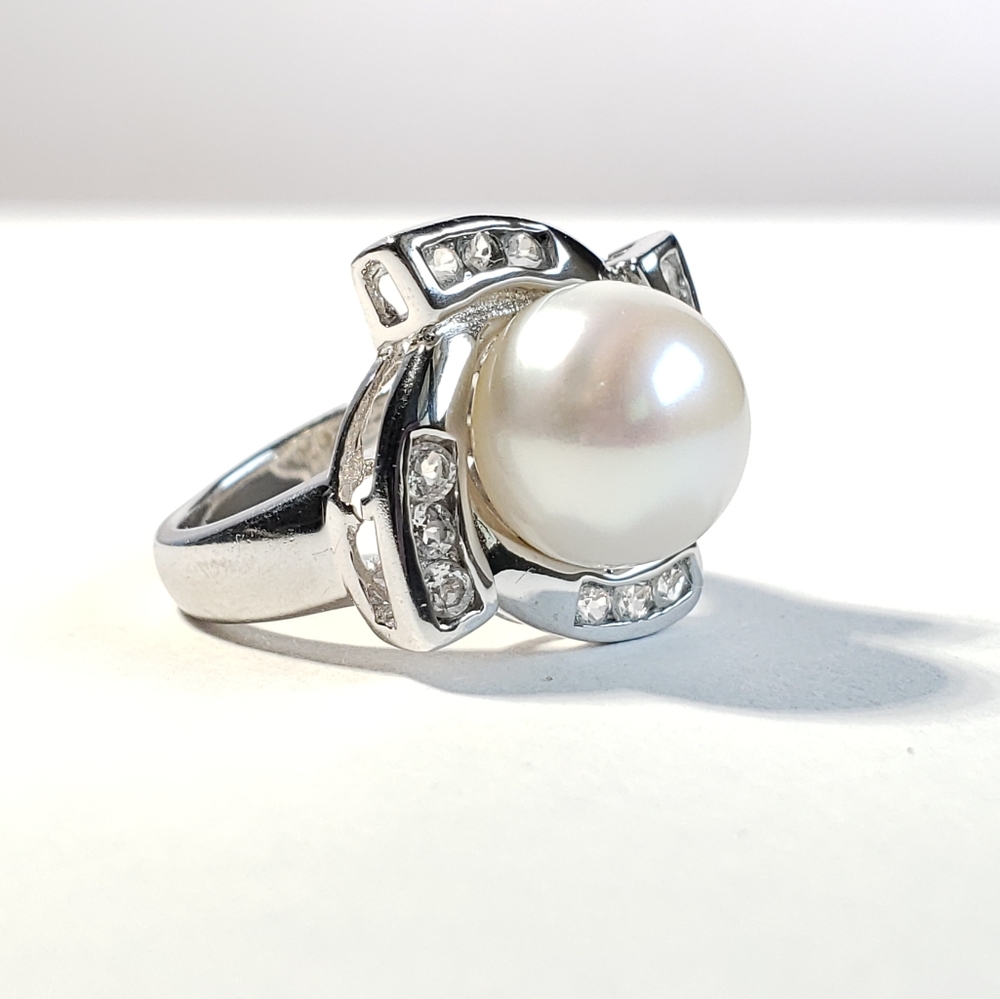 ⚫ Freshwater Cultured Pearl Sterling Silver Ring